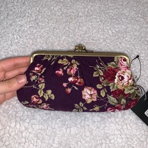 Purple Floral Corduroy Wallet / Sunglasses Case